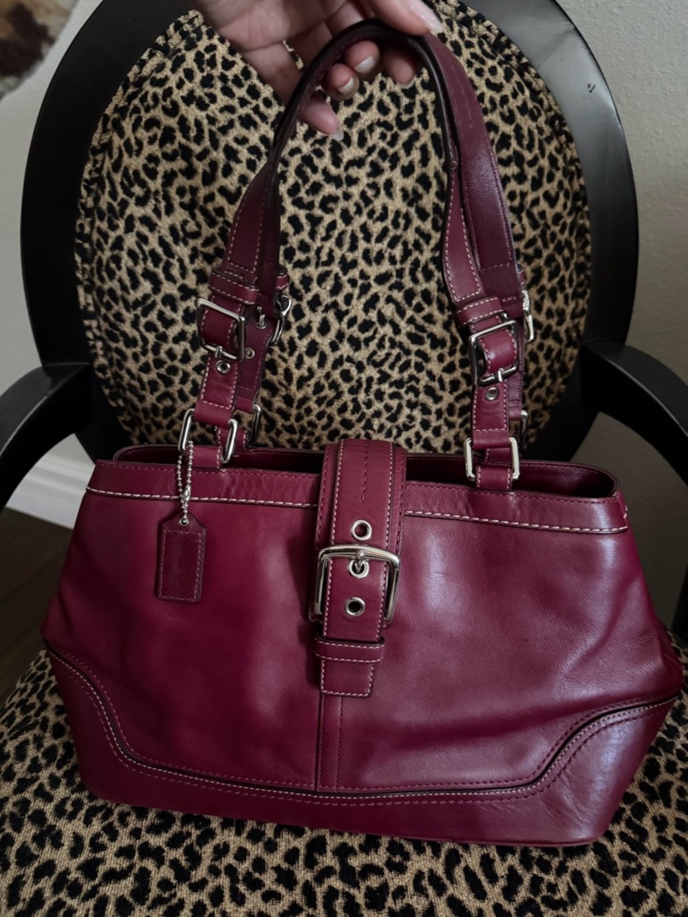 Y2K Coach Hamptons Shoulder Bag in Deep Burgundy
